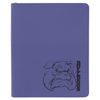 9 1/2" x 12" Purple with Zipper Laserable Leatherette Portfolio with Notepad