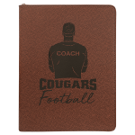 9 1/2" x 12" Football w/ Zipper Laserable Leatherette Portfolio with Notepad