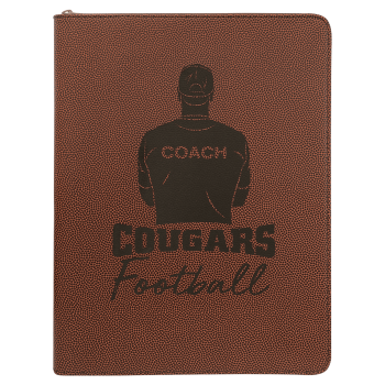 9 1/2" x 12" Football w/ Zipper Laserable Leatherette Portfolio with Notepad