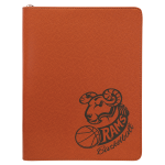 9 1/2" x 12" Basketball w/ Zipper Laserable Leatherette Portfolio with Notepad