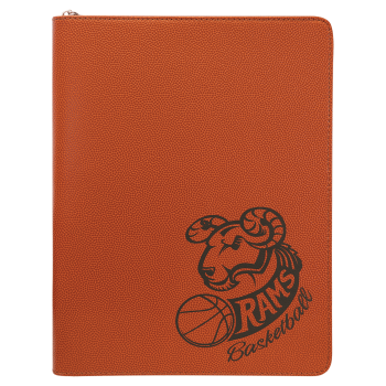 9 1/2" x 12" Basketball w/ Zipper Laserable Leatherette Portfolio with Notepad