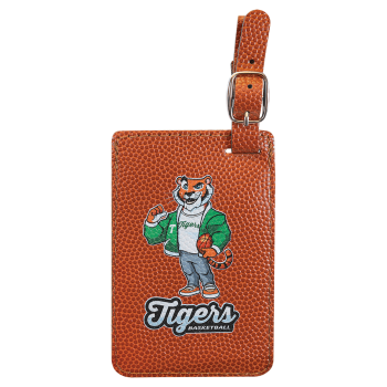 4 1/4" x 2 3/4" Basketball Laserable Leatherette Luggage Tag