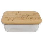 21 oz. Rectangle Glass Container with Bamboo Lid