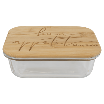 21 oz. Rectangle Glass Container with Bamboo Lid