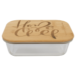 35 oz. Rectangle Glass Container with Bamboo Lid