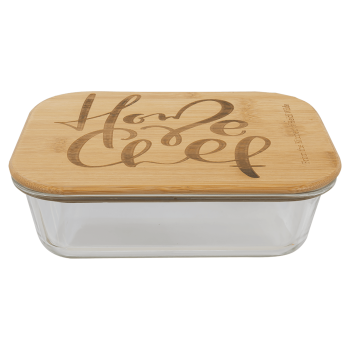 35 oz. Rectangle Glass Container with Bamboo Lid