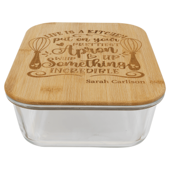 50 oz. Rectangle Glass Container with Bamboo Lid