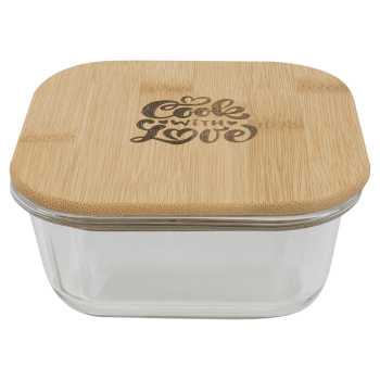 18 oz. Square Glass Container with Bamboo Lid