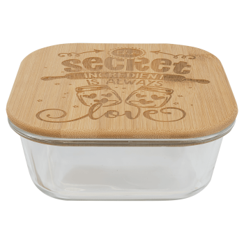 27 oz. Square Glass Container with Bamboo Lid