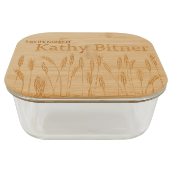 37 oz. Square Glass Container with Bamboo Lid