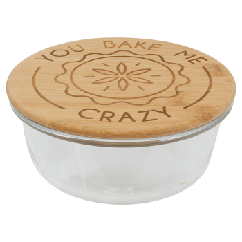 21 oz. Round Glass Container with Bamboo Lid