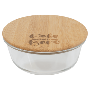 32 oz. Round Glass Container with Bamboo Lid