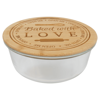 44 oz. Round Glass Container with Bamboo Lid