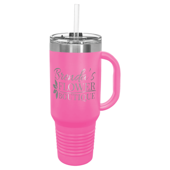 Polar Camel 40 oz. Pink Travel Mug with Snap Lid & Straw