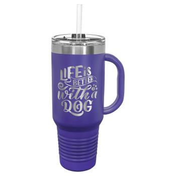 Polar Camel 40 oz. Purple Travel Mug with Snap Lid & Straw