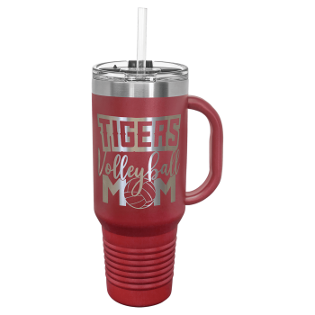 Polar Camel 40 oz. Maroon Travel Mug with Snap Lid & Straw