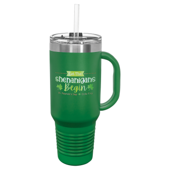 Polar Camel 40 oz. Green Travel Mug with Snap Lid & Straw