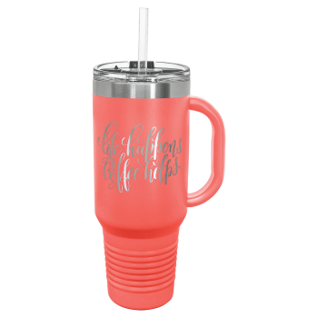 Polar Camel 40 oz. Coral Travel Mug with Snap Lid & Straw
