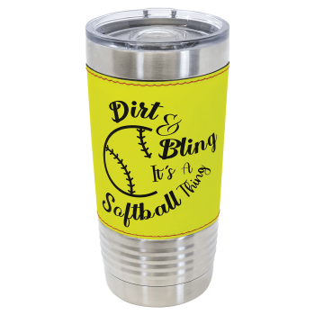 Polar Camel 20 oz. Softball Leather Tumbler with Slider Lid
