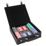 Black/Gold Laserable Leatherette 100 Chip Poker Set