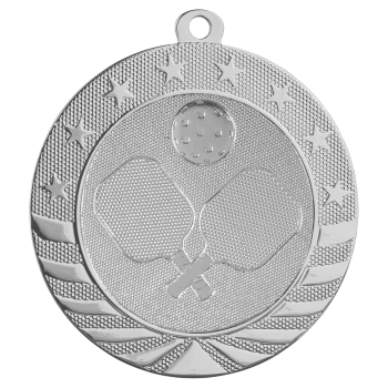 2 3/4" Bright Silver Pickleball Starbrite Medal