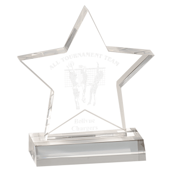 5" x 5" Clear Star Acrylic Award with 4" Base